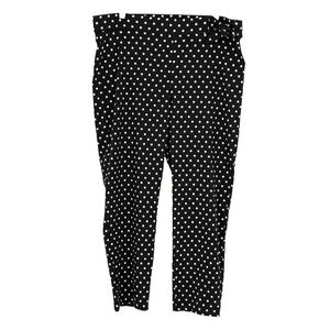 Verve Blues Polka Dot Pants Black White Side Tie Elastic Waist XL